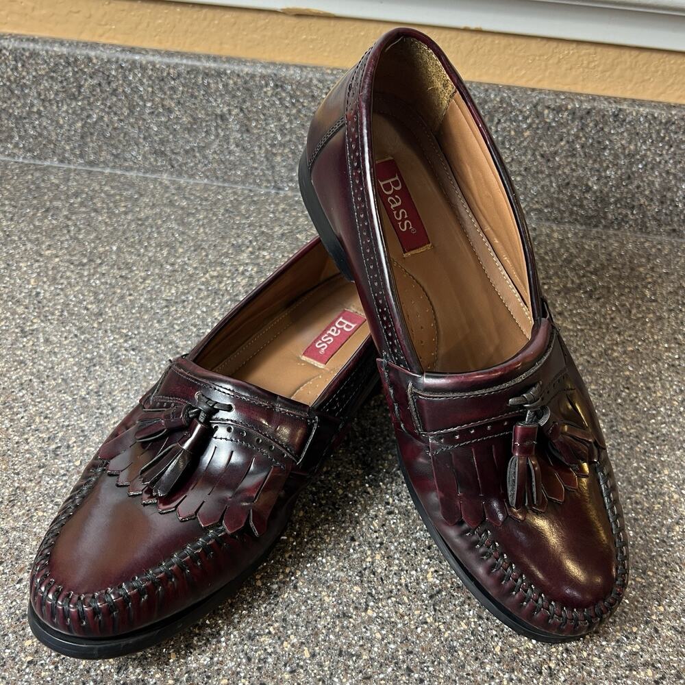 G.H. Bass & Co. BASS Grammer Kiltie Tassel Loafers Burgundy Leather Mens Sz 8.5D